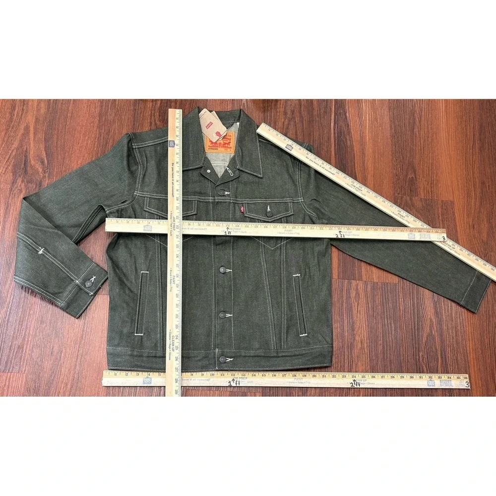 Levi's Denim Trucker Jacket Mens Size Large Dark Green Rigid New With Tags